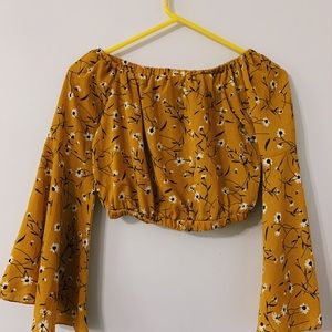 yellow floral off the shoulder top